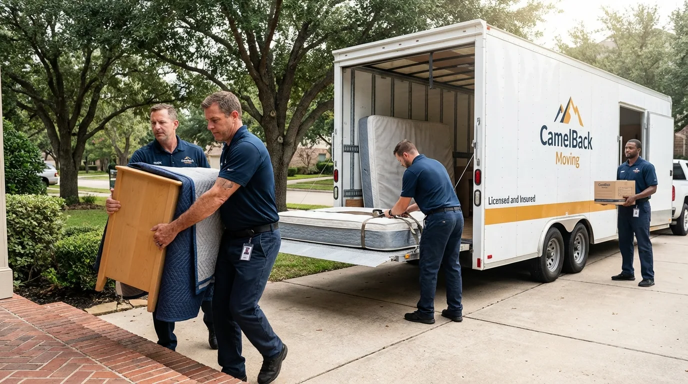 Crew loading residential truck for cross-state move from Windham, NH