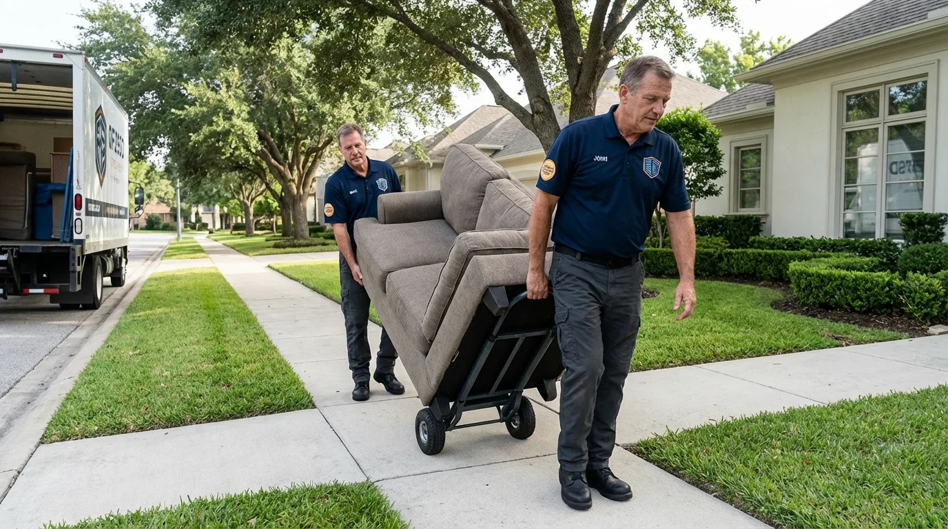 Local residential moving crew loading furniture in Windham, NH